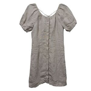 J.Crew V- Back Button Front Linen Boho Mini Shirt Dress Siz 00  Flax/ Beige NWT